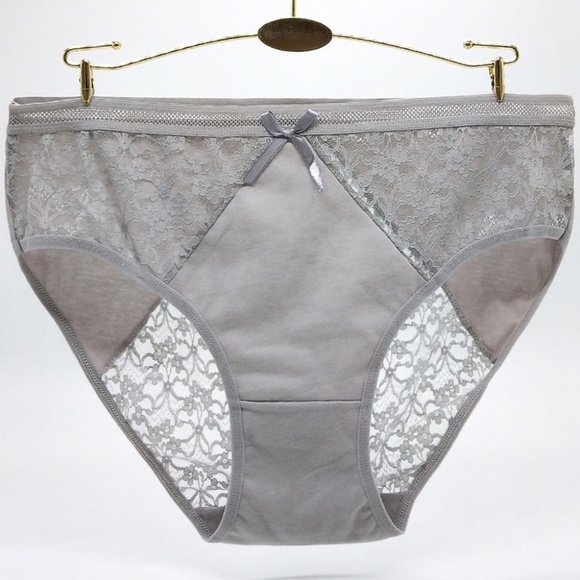 BIG Grey Lace Panties. High Waist Cotton Panties. **** 28" to 40" Waist **** - Picture 1 of 4